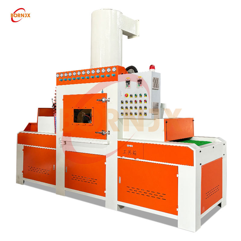 12 Nozzle Automatic Conveyor Sandblaster, PLC Controlled Metal Sandblasting Cabinet for Solid Wood Furniture, Equipped with Engine Core Assembly - Bornjx Machinery