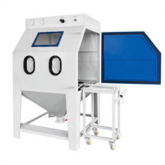 BORNJX Eco-Friendly Manual Dry Deburring Sandblaster, 750W Motor, Trolley Rotary Table & Filter Dust Collector, 1-Year Warranty - Bornjx Machinery