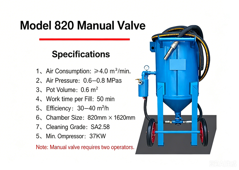 Portable Pressure Sandblasting Pot 320-920 Series | Mobile Sandblast Machine for Rust Removal & Surface Prep | Customizable