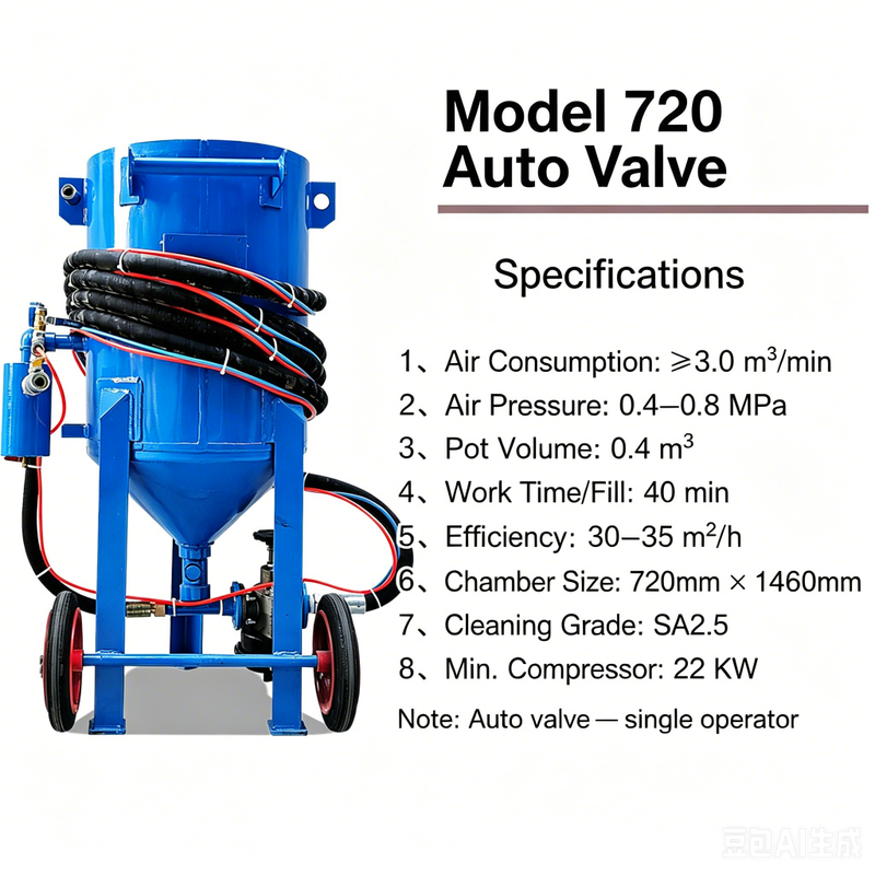 Portable Pressure Sandblasting Pot 320-920 Series | Mobile Sandblast Machine for Rust Removal & Surface Prep | Customizable