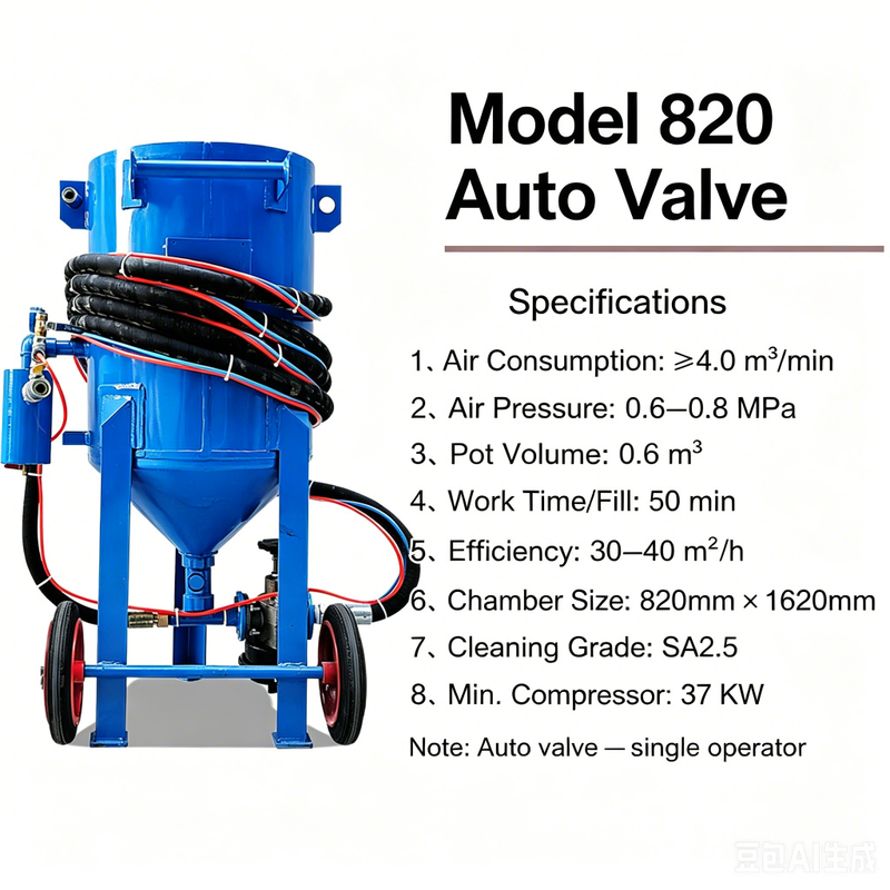 Portable Pressure Sandblasting Pot 320-920 Series | Mobile Sandblast Machine for Rust Removal & Surface Prep | Customizable