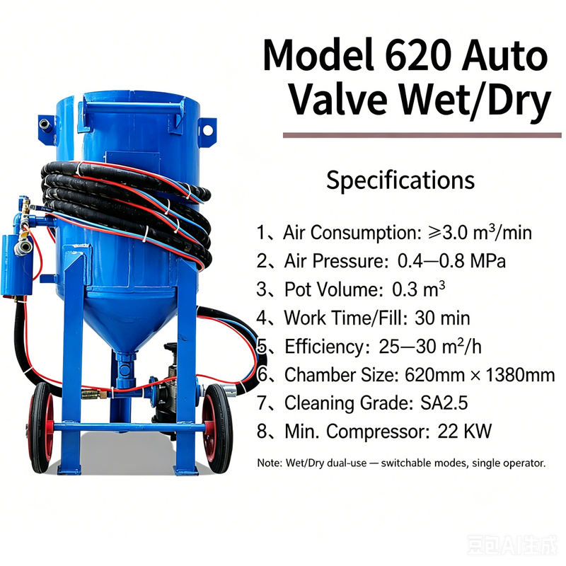 Portable Pressure Sandblasting Pot 320-920 Series | Mobile Sandblast Machine for Rust Removal & Surface Prep | Customizable