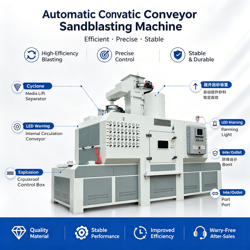 PLC Controlled Automatic Dry High-Efficiency Steel Grit Sandblaster for Metal Phone Cases, Glass & Engine Conveying Systems