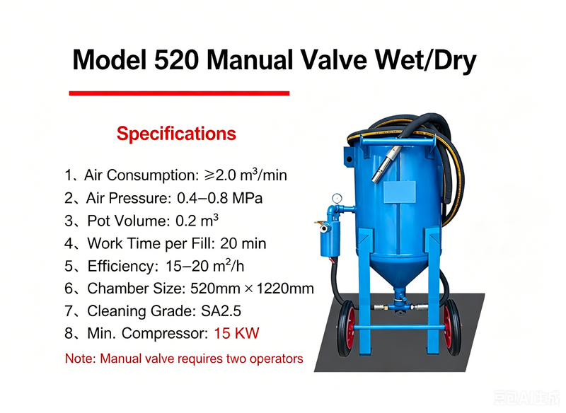 Portable Pressure Sandblasting Pot 320-920 Series | Mobile Sandblast Machine for Rust Removal & Surface Prep | Customizable