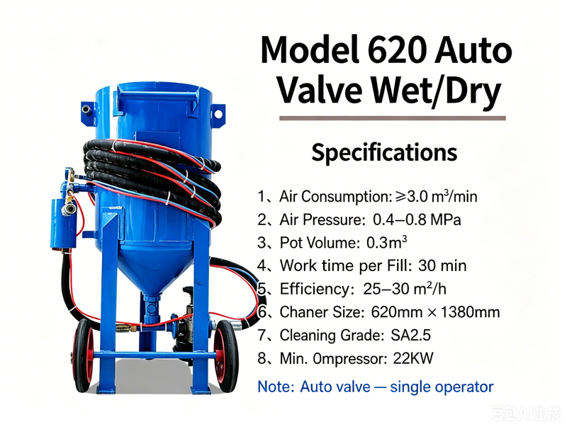 Portable Pressure Sandblasting Pot 320-920 Series | Mobile Sandblast Machine for Rust Removal & Surface Prep | Customizable