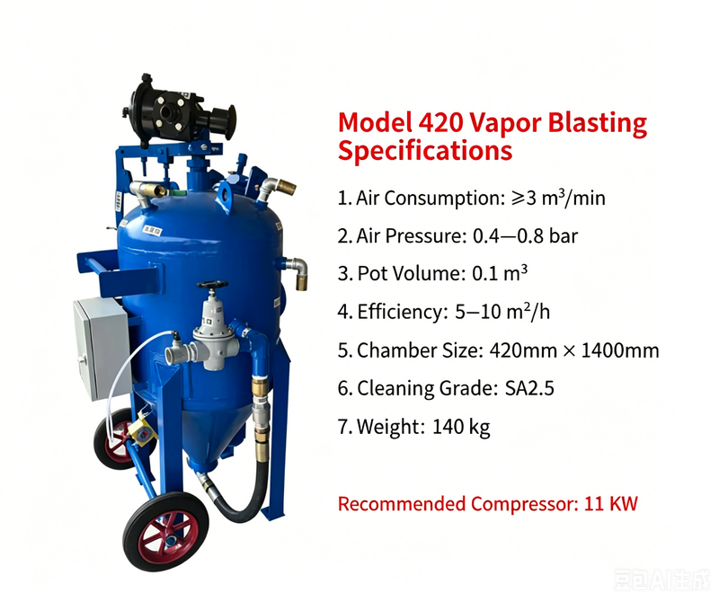 Portable Pressure Sandblasting Pot 320-920 Series | Mobile Sandblast Machine for Rust Removal & Surface Prep | Customizable