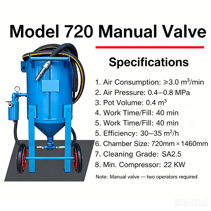 Portable Pressure Sandblasting Pot 320-920 Series | Mobile Sandblast Machine for Rust Removal & Surface Prep | Customizable