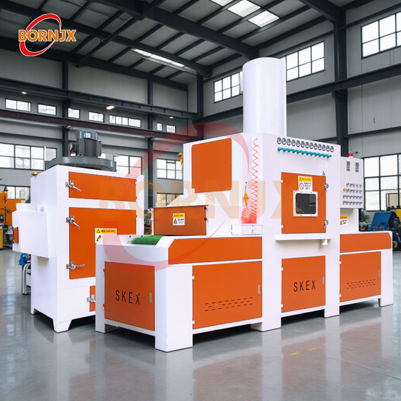 12 Nozzle Automatic Conveyor Sandblaster, PLC Controlled Metal Sandblasting Cabinet for Solid Wood Furniture, Equipped with Engine Core Assembly - Bornjx Machinery