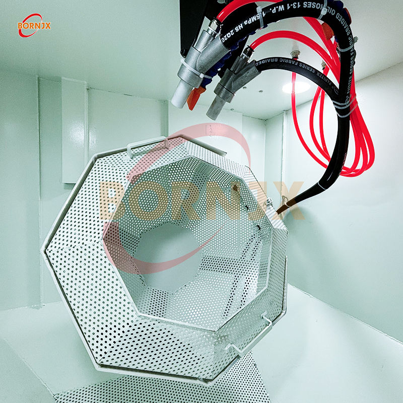 Automatic Double-Gun Cylinder Tumbling Basket Sandblaster, Filter Cartridge Dust Removal, Auto & Manual Dual Mode, Ultra Easy Operation - Bornjx Machinery